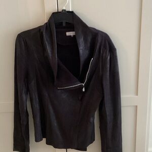 Calvin Klein Dark Leather Jacket Black